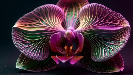 Obraz na płótnie Canvas Abstract orchid flower with glowing intricate digital veins