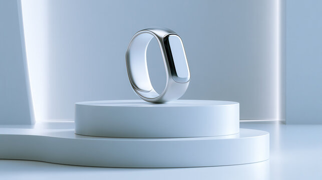 Premium smartband displayed on minimalist podium
