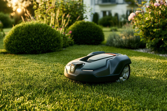 Autonomous robotic lawn mower maintaining a lush residential garden