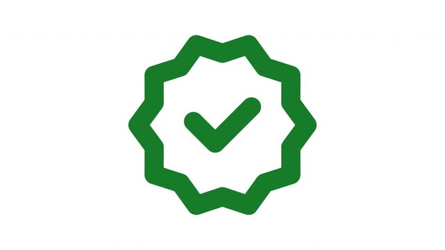 verify icon animation. Green checkmark badge symbolizing approval or verification.