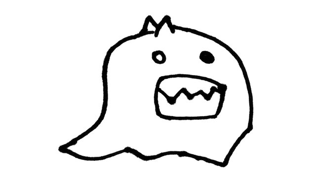 Monster with Open Mouth Doodle &mdash; Hand Drawn Black Line Cartoon Character for Print and T-shirt Design