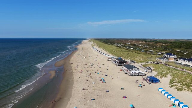 Aerial view of a sandy beach on a Dutch island