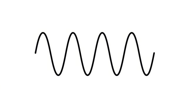 Sine Wave Black Line Isolated on White Background Minimalist Vector