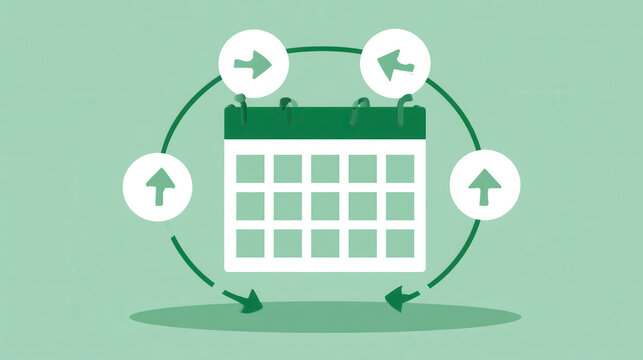 Recurring calendar cycle with circular arrows illustration