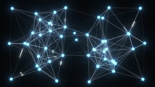 Futuristic Glowing Blue Plexus Network Nodes Data Connection Animation Loop on Black Background