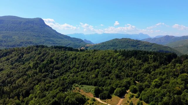 Aerial View of Forested Mountains Landscape and Horizon From Ivan Sedlo Pass Bosnia