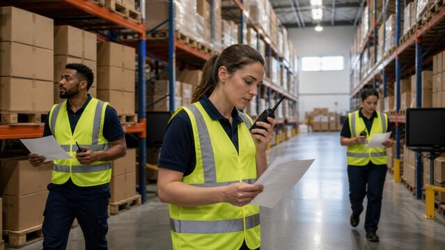 Warehouse workers using printed pick lists and hand radios to continue essential operations during a system outage