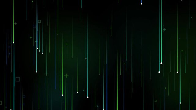 Digital Matrix Rain Data Falling Lines Abstract Background 4K Motion Video
