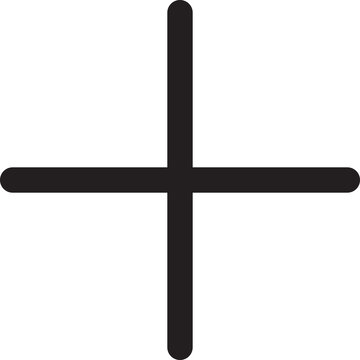 Black plus sign icon add cross symbol isolated on white background flat vector illustration
