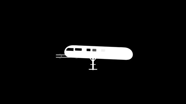Minimalist Animation of a Futuristic Monorail Train Arriving at a Station on White Rail
