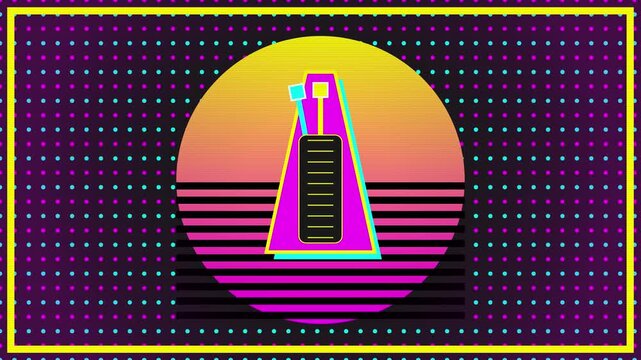 Vibrant Retro 80s Pop Art Metronome Motion Graphic with Aesthetic Neon Colors 4K 60fps 16:9 Canvas