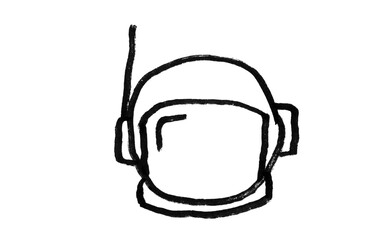 Astronaut Helmet Doodle — Hand-Drawn Space Helmet Outline, Minimal Black for Photoshop & Illustrator © Misbah