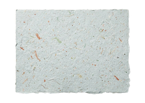 Handmade Recycled Paper Cutout with Natural Fiber Flecks on Transparent Background