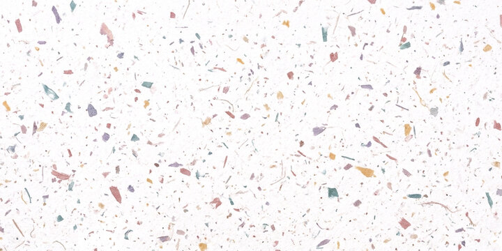 Scattered Multicolored Recycled Paper Fiber Flecks on Transparent Background