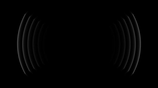 Abstract circular sound waves expanding from center in black and white circles radio signal frequency vibration circles radio signal frequency vibration animation