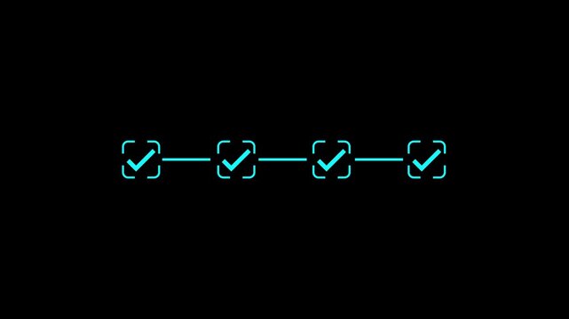 4 steps abstract infographic process with check mark icon animation. Step-by-step process icon animation