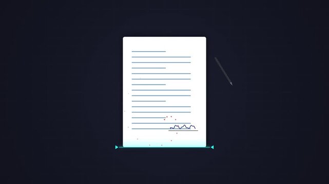 Scanning Process of Signed Business Contract Document with Signature on White Paper 4K Resolution