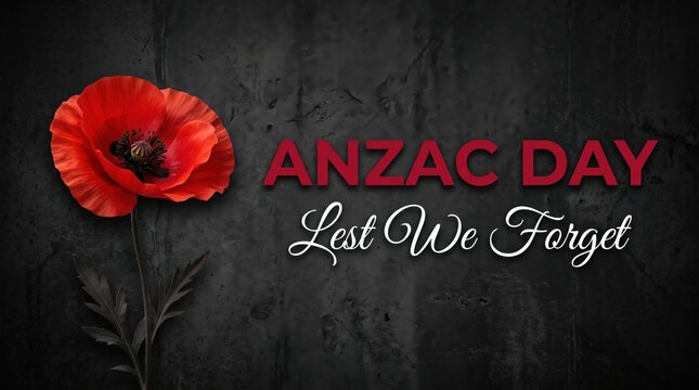 A red poppy flower on a dark wooden background for remembrance day and anzac day memorial tribute concepts