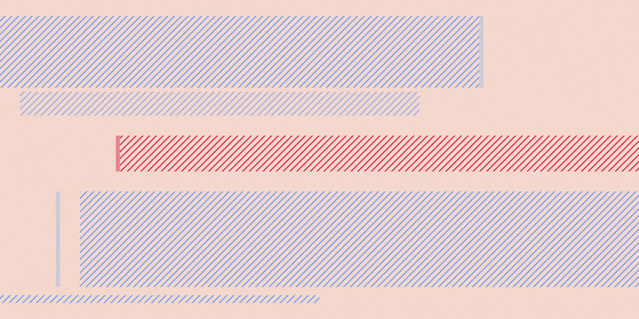 Abstract geometric composition with diagonal striped rectangles on transparent background