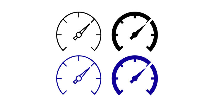 Speedometer gauge set featuring black and blue minimal outlines for vehicle dashboard design and performance monitoring.