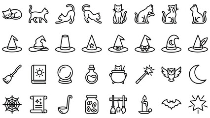 Fototapeta premium Black and white line of tools and symbols line tools