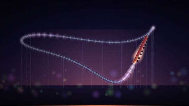 Night Fairground Roller Coaster Train Circuit Seamless Loop