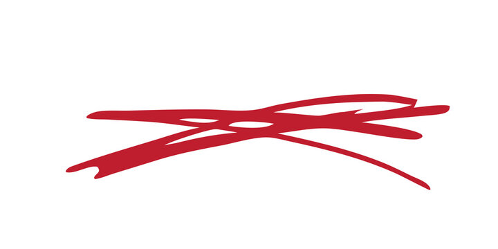 Abstract red cross mark made from overlapping hand drawn strokes on white background. Dynamic crossed lines create a bold expressive symbol. Minimal graphic element for logos, posters, branding and pr