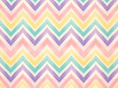 Watercolor chevron pattern background with pastel rainbow colors zigzag pattern colorful background