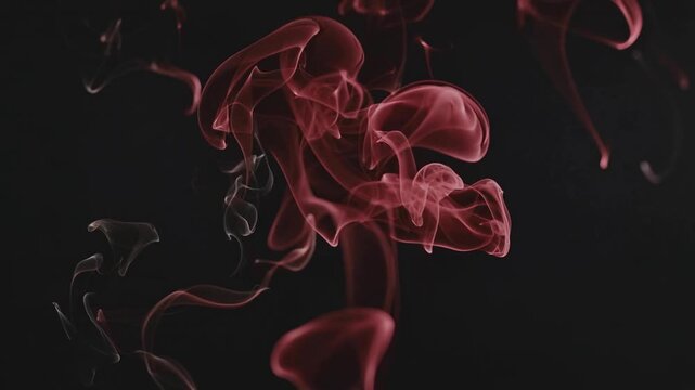 Abstract red smoke swirling motion background. AI generated. Stock footage for mystic and esoteric content. Red smoke swirling against dark background