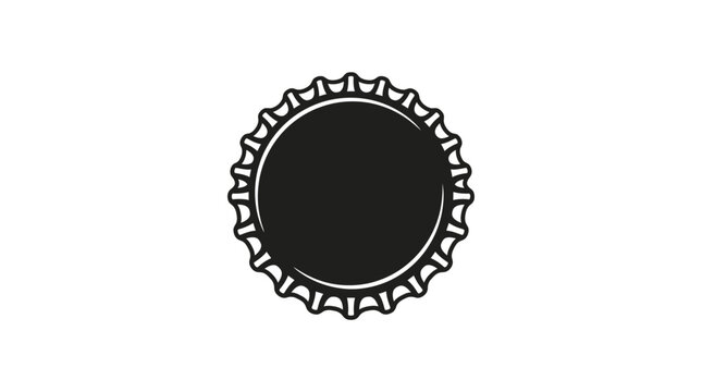 Black bottle cap silhouette with serrated edge on a white background silhouette
