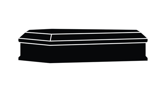 Black coffin silhouette against a white background a somber representation