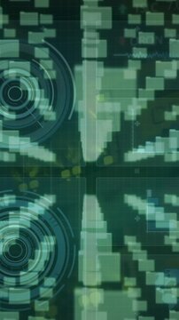 Animation of files, data processing, online security padlock and circuit board