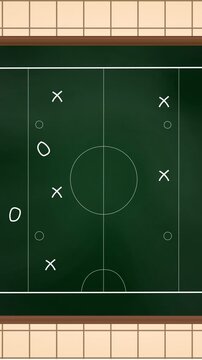 Animation of sports game strategy on squared paper background