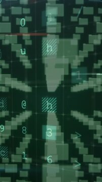 Animation of scanning, numbers, folders and online security padlock