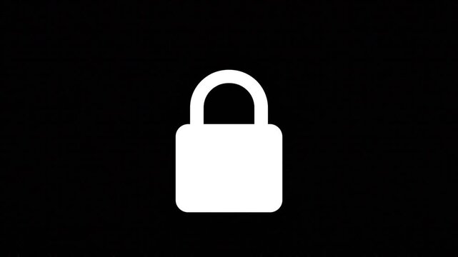 Minimalist Padlock Locking Red and Unlocking Green Animation Icon on Black Background for Cyber Security