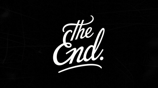 The End script text on dark scratched background