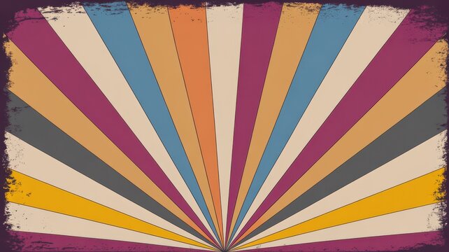 Vintage muted sunburst background with distressed borders