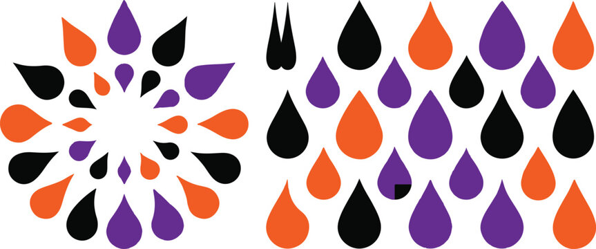 Purple and orange drop on white background