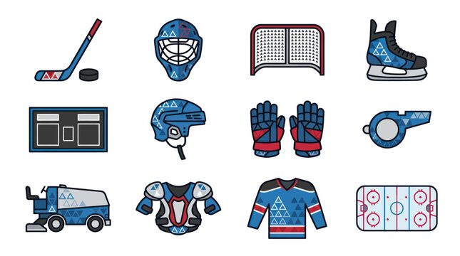 Collection of Ice Hockey Equipment and Elements.