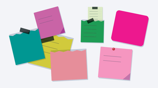 Array of vivid sticky notes with various styles and secure tape or pins facilitates important deadlines, spontaneous thoughts, and quick reference points.