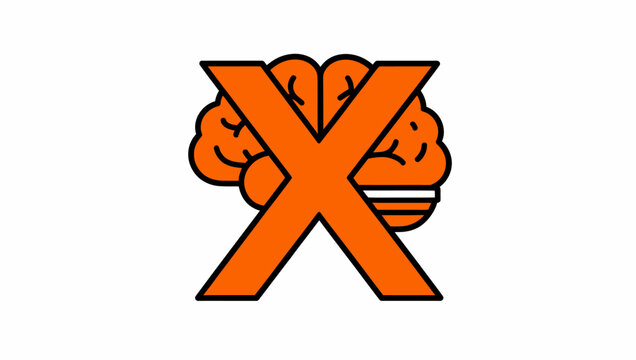 Orange X Brain Logo Concept.