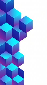 Isometric 3D cube geometric pattern vector, abstract blue gradient technology background, modern graphic design element