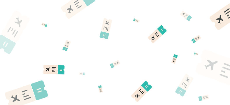Blurred flying vacations plane ticket symbols with dynamic motion effect.