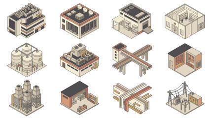 Obraz premium Isometric architectural building designs collection.