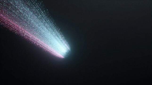 Fiber optic comet streaking through space representing innovation velocity and transformation