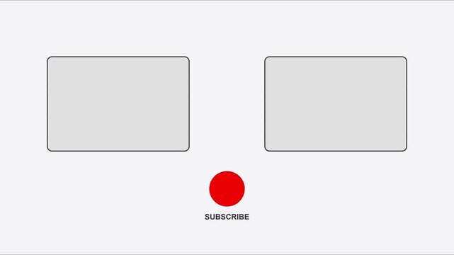 You tube end screen template with subscribe button and placeholder boxes for channel branding and social media marketing animation 4k