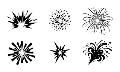 80 Explosion Burst Icons, Starburst Effect Graphics, Comic Style Action Elements, Black and White Vector Set 100 © Nasir