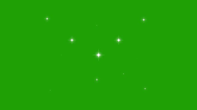 Sparkling white glitter dust animation with glowing twinkle stars After Effects on  Glowing white light single star sparkle twinkle 4k transition on green background starburst effects starlight