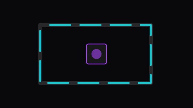 Digital camera viewfinder overlay with recording indicator and focus frame for cinematic interface animation 4k