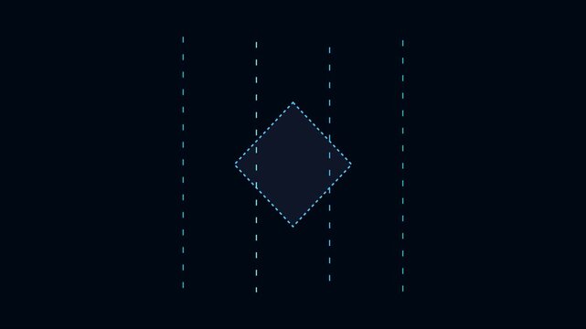 Minimalist abstract diamond shape with vertical dashed lines motion animation 4k background geometric